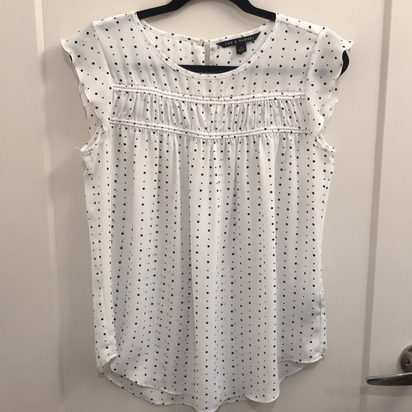 Zac & Rachel Tops - Zac & Rachel White Polka Dot Blouse Size Small